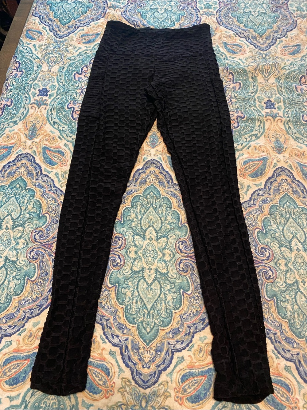 High-Rise Black Textured Leggings
